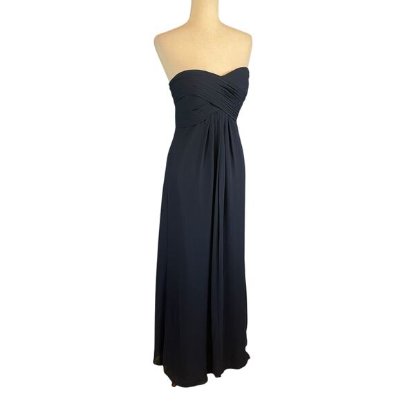 Bill Levkoff SHILOH 1121 Sweetheart Chiffon Dress Formal Gown Navy Size 4 - Picture 4 of 8